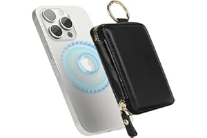 SunYoo Compatible with MagSafe Wallet,Magnetic Phone Wallet Card Holder for iPhone 17/16 Pro Max/15 plus/14 Pro/13/12 Series,PU Leather Zipper Pocket Adjustable Stand-Black