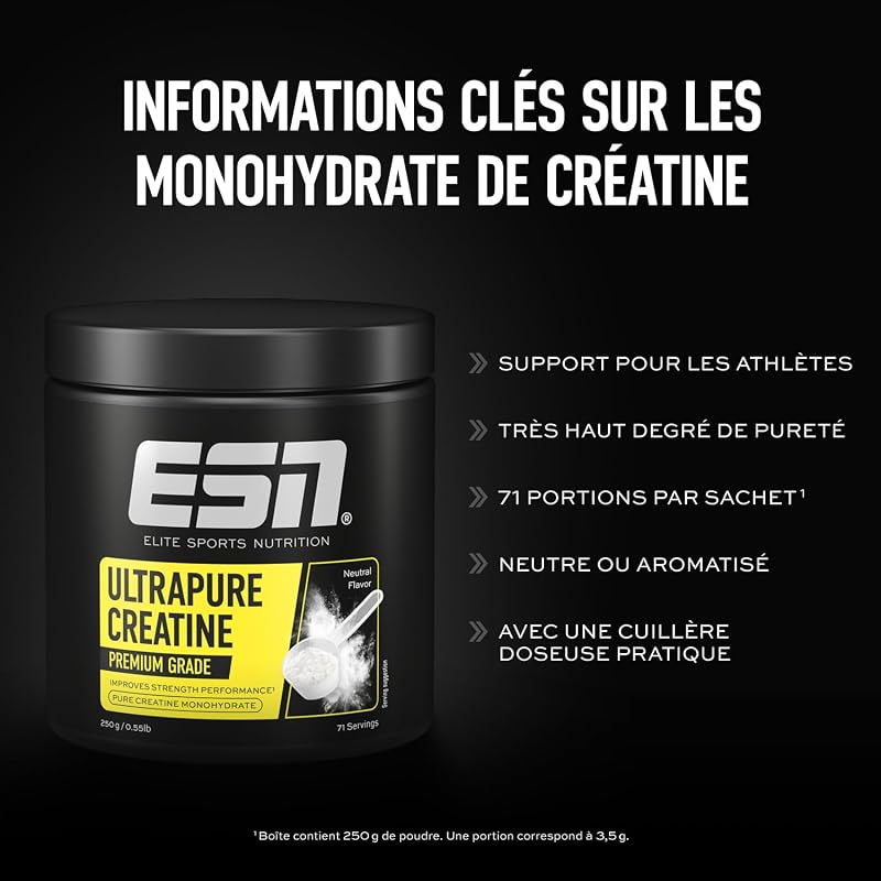 Créatine monohydrate ultra pure, 250 g, 71 portions, neutre