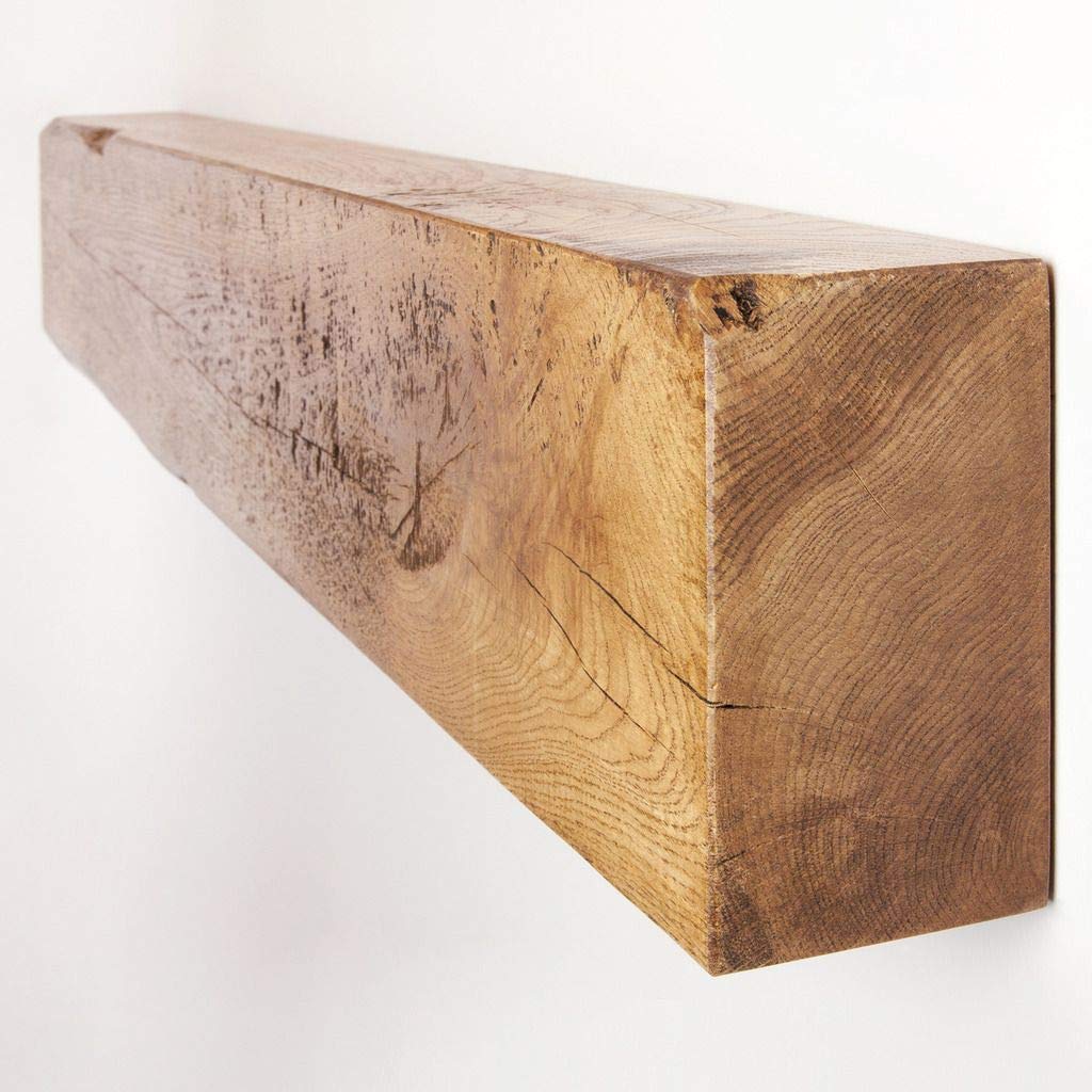 Funky Chunky Furniture 4x8 Reclaimed Oak Floating Mantel Shelf, Smoke Oak, 160cm Amazon.co.uk