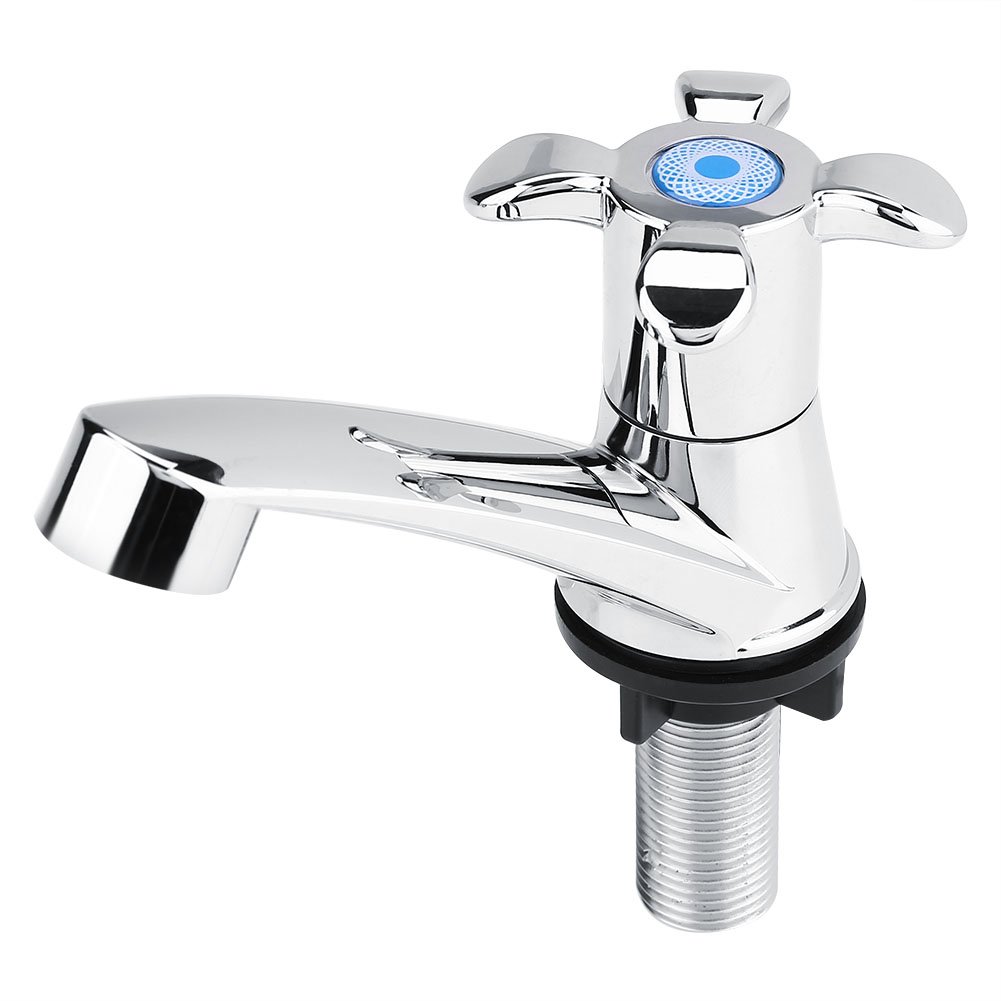 Modern ABS Single Cold Faucet Chrome Finish Water Tap Sink Accessories for Home Bathroom Washbasin Kitchen Hand Basin 3 Handle Type Optional (Blossom)