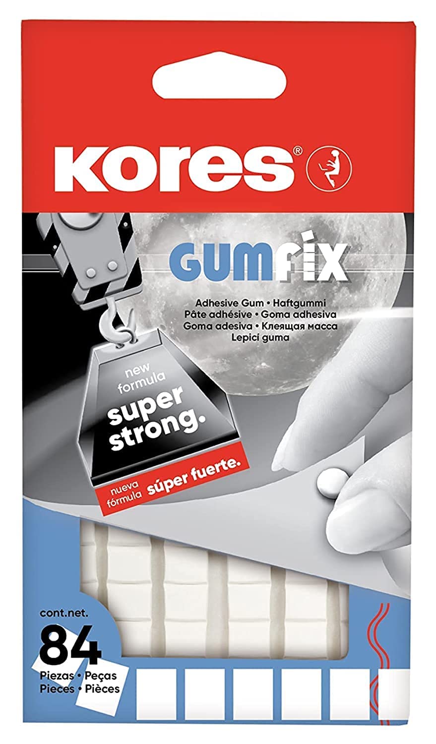 Kores - Gumfix White Tack - Sticky, Reusable and Removable Adhesive Gum, Glue Dots - Stationery Supplies, School Supplies, Office Stationery - Pack of 84 Tacks x 50g