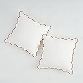 Mayler Yee Scalloped Pillow Covers Set of 2 for Living Room | Spring Decorative Sofa Couch Pillows | Boho Sytle Decorative Home | Aesthetic Funky Preppy Pillow Cases (Beige & Brown, 18x18 Inch)