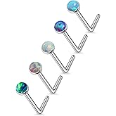 Lsnevsie 18G 20G 22G Astm F136 Titanium Nose Rings Studs Piercing Jewelry for Women Men Opal Nose Rings Nostril Piercing Jewelry Top Opal 1.5mm 2mm 2.5mm 3mm 5PCS