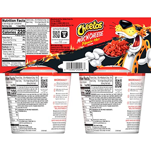 CHEETOS FLAMING HOT, MAC N CHEESE, 2.11 OZ, 4 CT