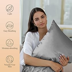 Satin Body Pillow Cover, Dark Grey Silky Cooling