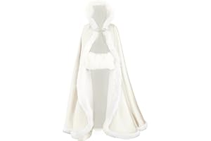 BEAUTELICATE Wedding Cape Hooded Cloak for Bride Winter Reversible with Fur Trim Free Hand Muff