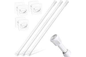 vivinin 3 Pack Tension Rods 18-28 Inch with 6 Pack Pole Sockets, Tension Curtain Rod Adjustable No Drilling, Small Curtain Rod Adjustable, Curtain Tension Rod for Windows, Cupboard, and Wardrobe