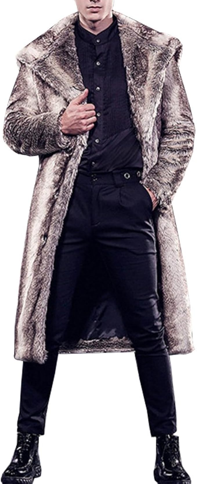 Liyt Men S Faux Mink Fur Coat Warm Long Coat Lapel Overcoat Thick Outerwear Winter Jacket At Amazon Men S Clothing Store