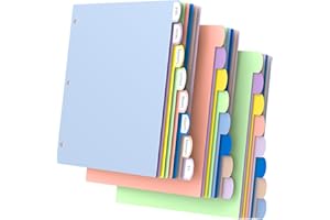 HABGP 24Pcs/3 Set 3 Ring Binder Dividers with Tabs, 8 Color Tab Divders for 3 Ring Binder, Plastic Pastel Page Folder Dividers Sheet Protectors, Three Ring Binder Index Dividers for Notebook