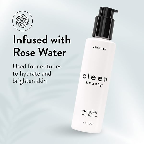 CLEEN BEAUTY ROSEHIP JELLY FACE CLEANSER | JELLY FACIAL CLEANSER WITH ROSEHIP OIL & ROSE WATER | FACE WASH FOR WOMEN | GENTLE FACE CLEANSER FOR WOMEN – PARABEN FREE | ROSEHIP FACIAL WASH (6 FL. OZ)