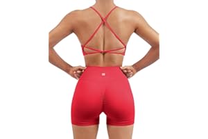 SUUKSESS Women Seamless Workout Sets Strappy Sports Bra High Waist Booty Shorts Outfits