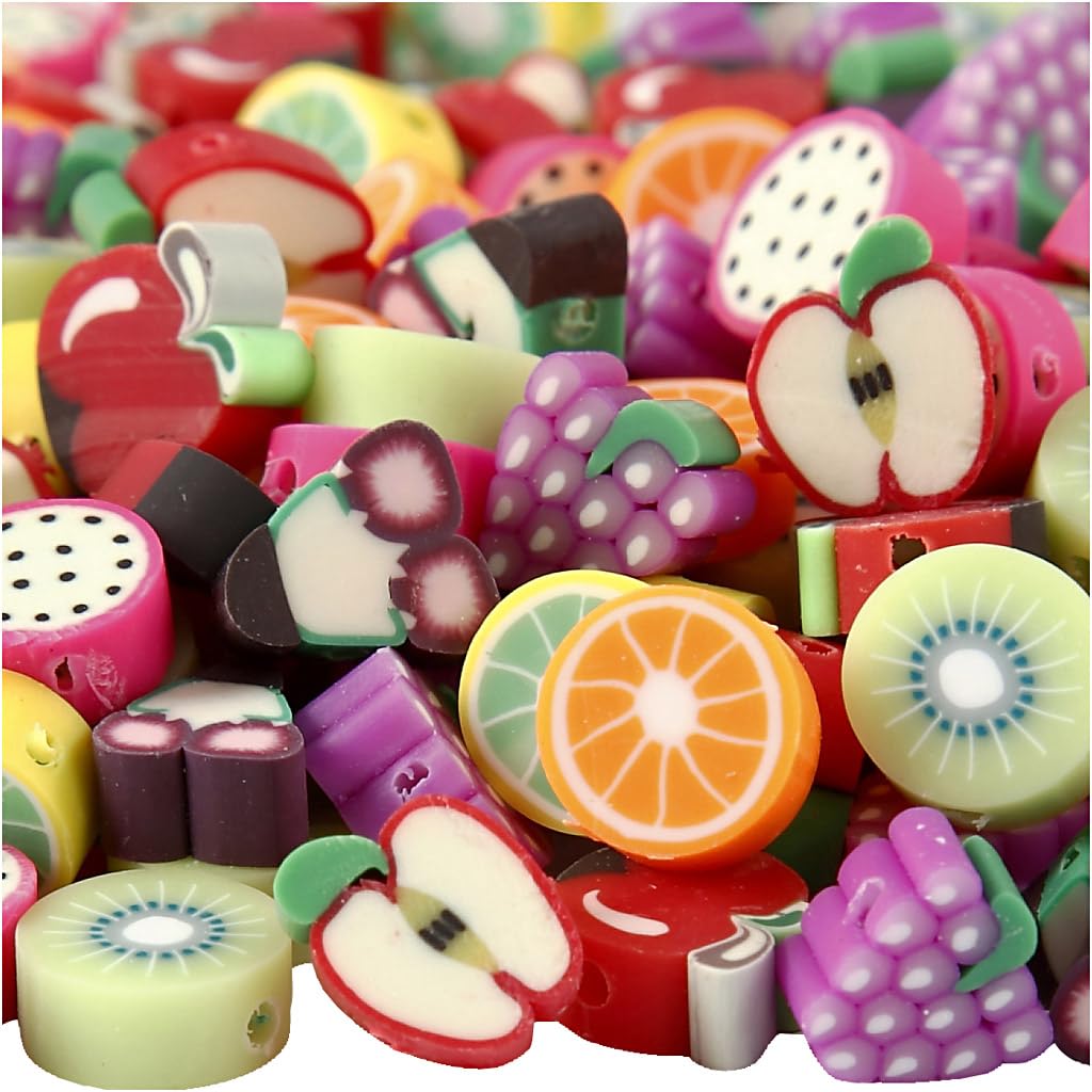 Clay Beads, D: 10 mm, fruit, 200asstd