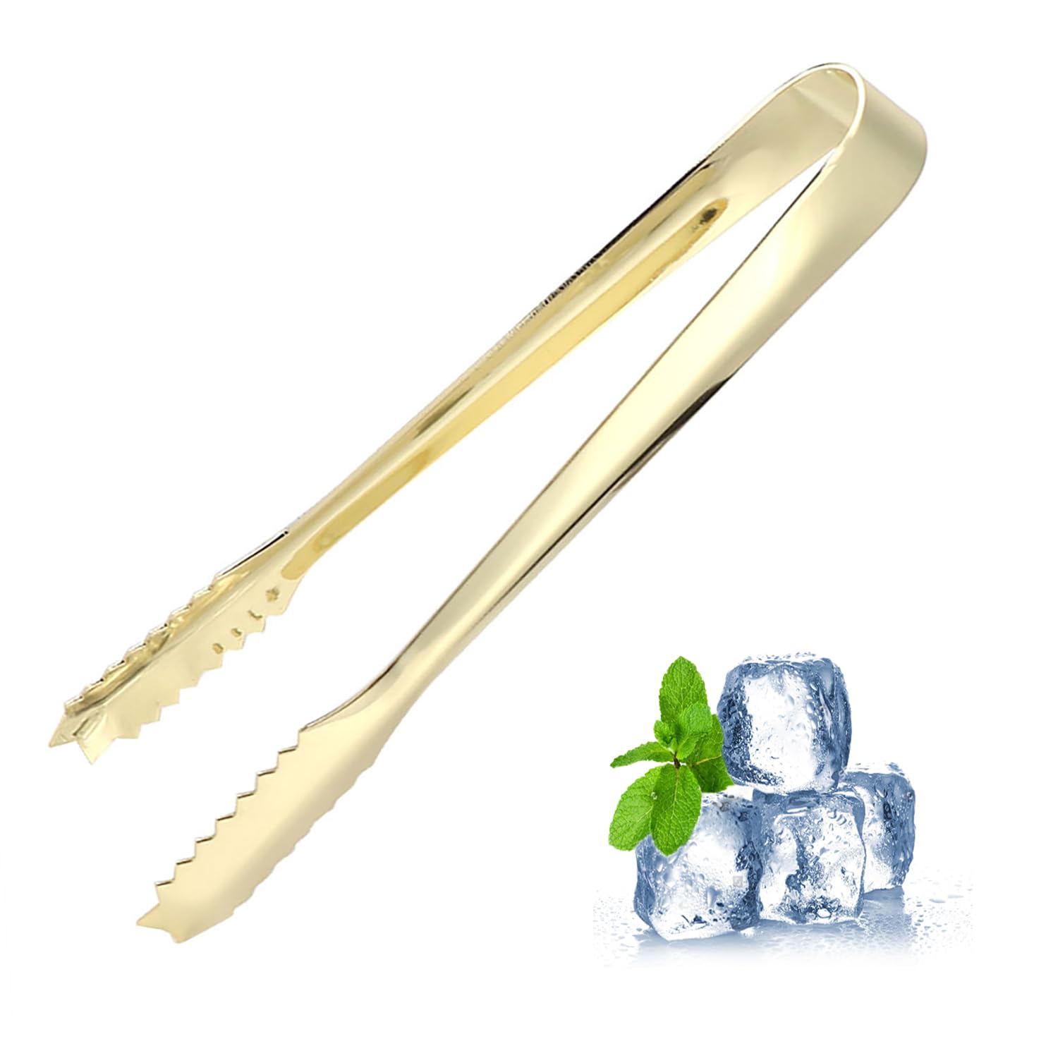 Ice Tongs, 7 Inch Stainless Steel Sugar Tongs Gold Bread Tongs Sweet Tongs Mini Kitchen Tongs Small Buffet Serving Tongs for Kitchen Party Bar Bucket