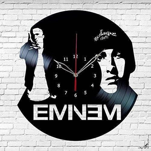 Handmade Vinyl Wall Clock Eminem King of Hip Hop in USA Vinyl Record Wall Clock Fan Art Handmade Decor Unique Decorative Vinyl Clock