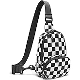 AMZFROG Small Checkered Sling Bag for Women Nylon Crossbody Bags Trendy Chest Travel Fanny Pack Purse