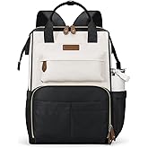 Maelstrom Laptop Backpack, Fits 15.6-17.3 Inch Travel Backpack Gift for Women Men, Waterproof College School Computer Bag, Anti-theft Business Work Bag with Luggage Strap (Black-Beige, 15.6 Inch)