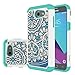 for Samsung Galaxy J3 Emerge Case, J3 Prime / J3 2017 / J3 Mission / J3 Luna Pro / J3 Eclipse/Express Prime 2 / Amp Prime 2 / Sol 2 Case, LEEGU Dual Layer Heavy Duty Protective Case - Blue Flower