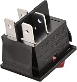 Heschen Rocker Switch ON-OFF DPST 4 Terminals Red Light 16A 250VAC view 9