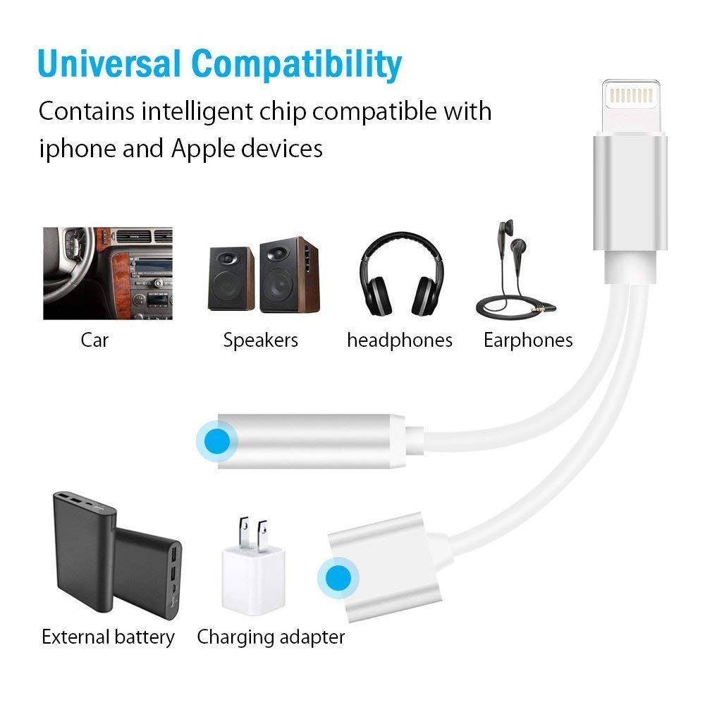 Headphones Adapter for iphone splitter audio and charge 3.5mm Jack