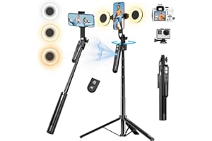 Auto Face Tracking Tripod 360° Rotation with Stand, 70.9" Ai Motion Tracking Tripod, Motion Sensor Phone Tripod Stand, Selfie