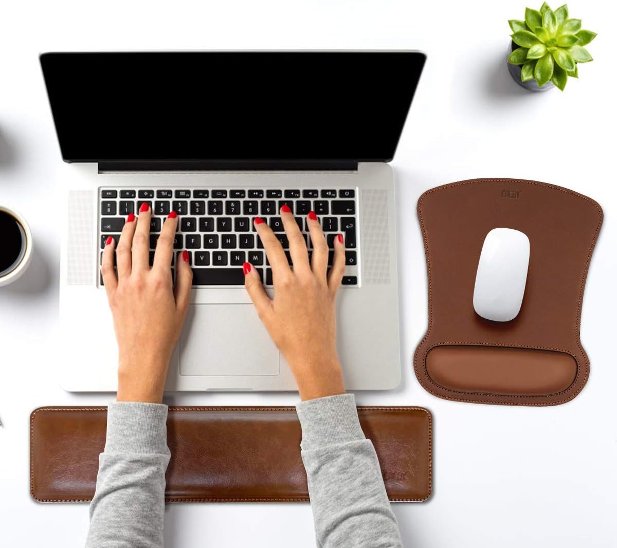 Durable Comfortable Lightweight For Easy Typing Pain Relief Ergonomic Wrist Support Cacoy Ergonomic Pu Leather Keyboard Wrist Rest And Mouse Pad With Wrist Rest Support Grey Wrist Rests Computer