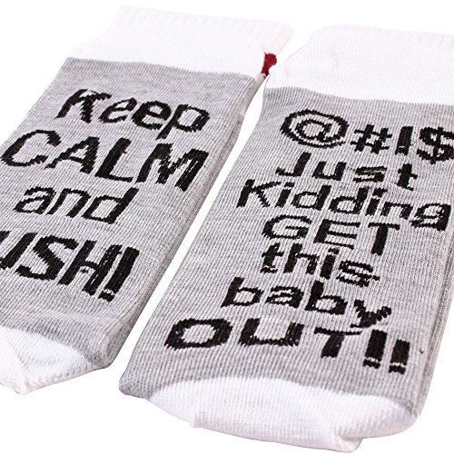 Non-Skid Push Socks,Labor Delivery Hospital Maternity Inspirational Pregnant Push Socks Baby Shower Gift for the Mom to Be (Grey)