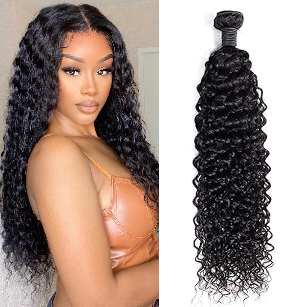 TOOCCI 10A Kinky Curly Hair 1 Bundle Brazilian Virgin Human Hair Bundles 100% Unprocessed Virgin Hair Single Bundles Water Wave Weave(22 inch)