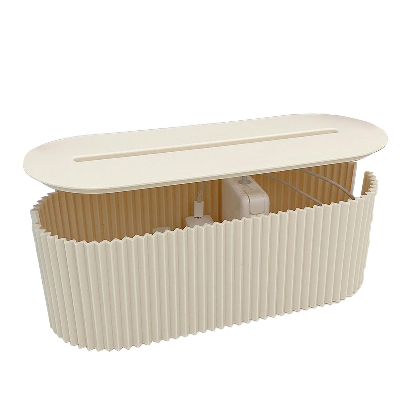 WPKD BLUEIY Cable Tidy Box,Plastic Cables Organised Box with Lid,Hide Extension Blocks and Electrical Cables for Office Home Hiding Messy Cables Wire(33x13x12cm,378g,White)