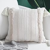 SayasNoy Beige Decorative Pillow Covers 18x18 Inch Soft Linen Texture Couch Throw Pillows Farmhouse Cushion Covers with Elegant Design for Sofa Bedroom Living Room Home Decor