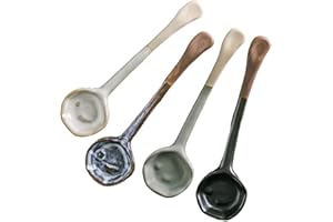 Coffee Scoop Set of 4 6in Ceramic Coffee Spoons with Long Handle Vintage Rustic Tea Scoop Reusable Measuring Spoon for Tea Su
