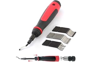 AFA TOOLING APPROVED FOR AUTOMOTIVE AFA Tooling - Extendable Neck Deburring Tool with 16 Extra Swivel Blades - Works on Metal, Resin, PVC Pipes, Copper, Plastic and 3D Printed Edges - Plumbing & 3D Printing Burr Removal Reamer Tool