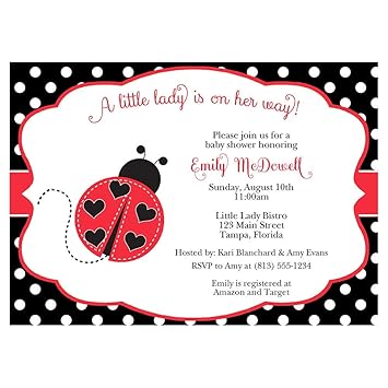 Amazon Com Ladybug Baby Shower Invitations Birthday Party Polka