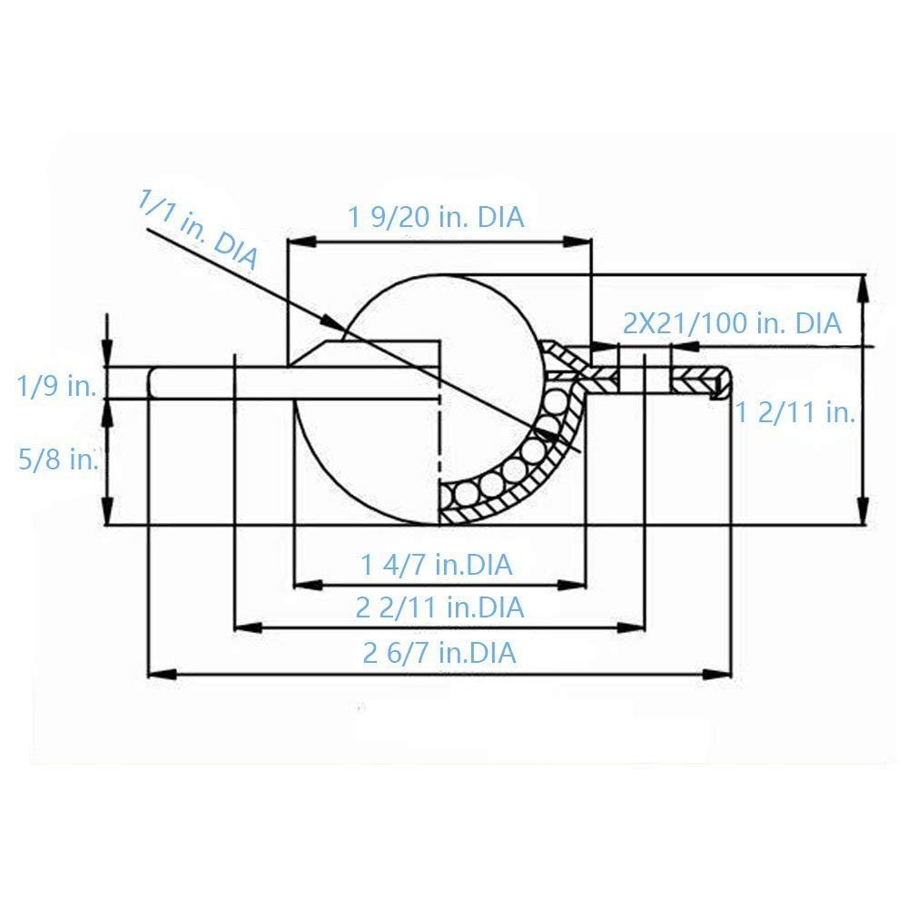 Furniture Dorhea 6PCS Flying Saucer Ball Transfer 1 Caster Bearing Unit Table Carbon Steel