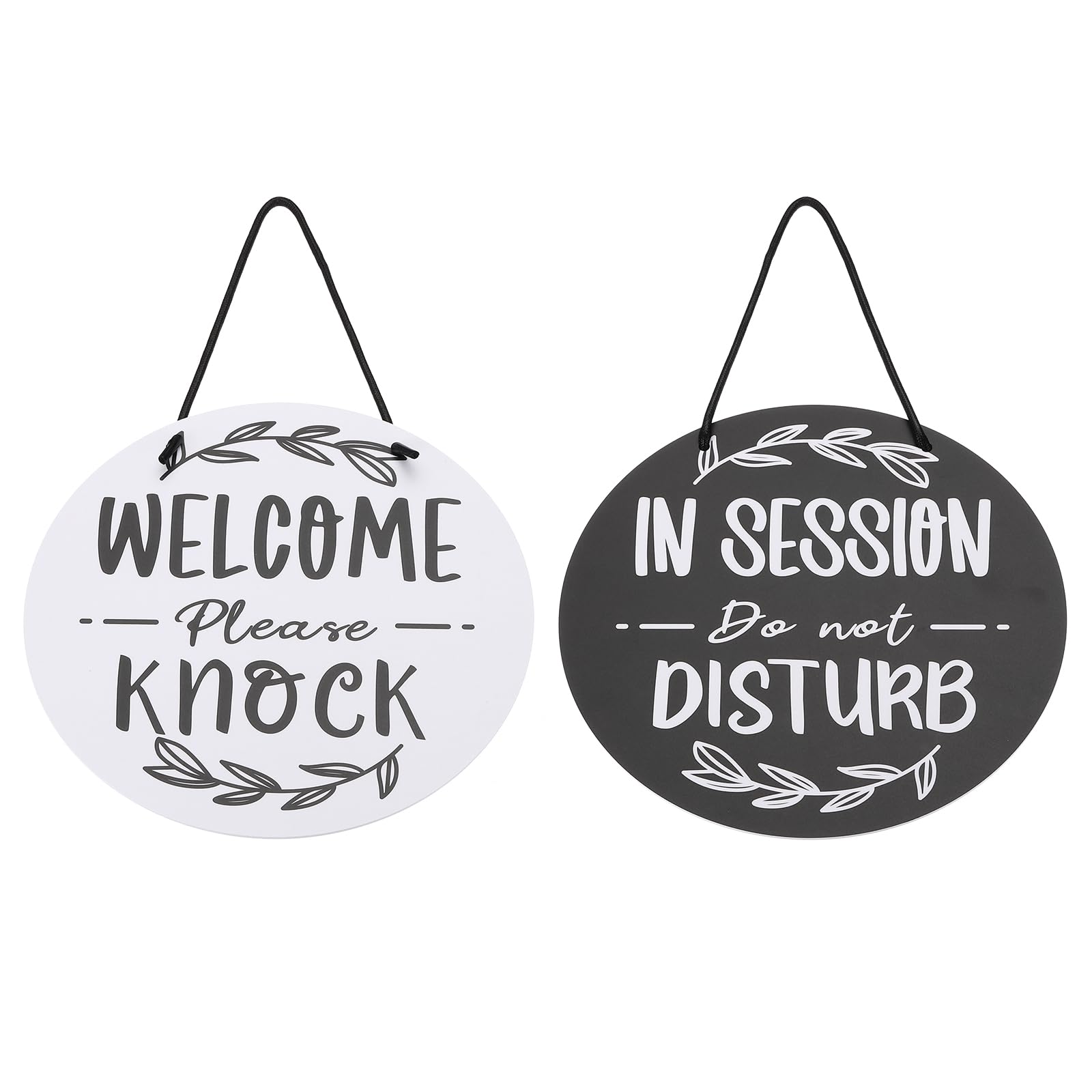 PATIKIL in Session Do Not Disturb Door Hanger Sign, PVC Double Sided Welcome Please Knock Door Sign Decor for Office, Meeting, Session, Home, Recording, Black White, 9" x 9"