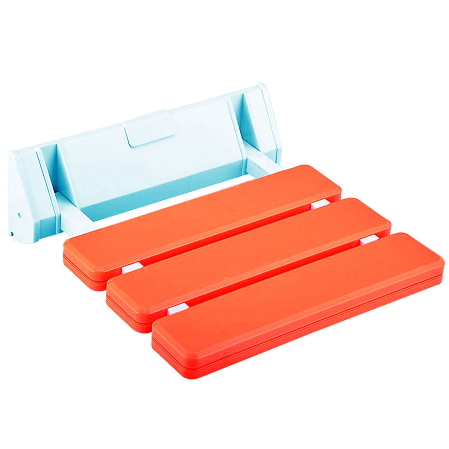 Folding Shower Seat Bathroom Drop-leaf Wall Stool (Orange)