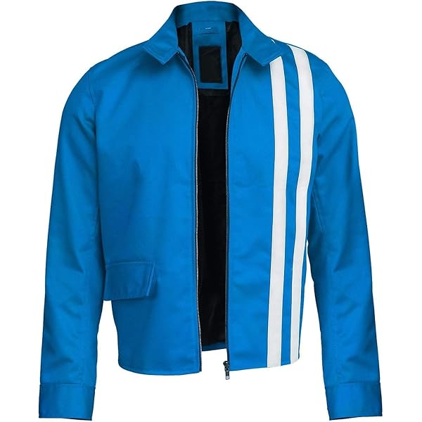 Men's Bike Rider Racing Jacket - Blue Vintage Racing Cotton