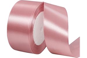 XMASOLD Rose Gold Ribbon 1-1/2 Inch, 25 Yards Solid Satin Fabric Ribbons for Christmas Gift Wrapping, Christmas Garland, Christmas Tree Ornaments, Bows Making, DIY Crafts, Sewing Projects and Wedding Party