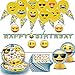 Emoji Birthday Party - 16 Guest- Supplies, Decorations, Balloons - Plates, Napkins, Happy Birthday Banner, Pennant String, Hanging Swirls, Emoji Balloons, Table Centerpieces. Emoji Tableware and Deco