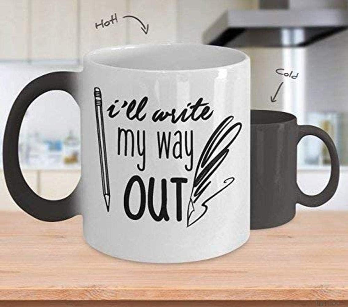 Color Changing Coffee Mug 11oz-Coffee k Reusable Cups I'll Write My Way Out Cup-Hamilton Broadway Musical Theather Gift Poster Shirt Merchandise Accessories Decal Decor Best Mug Gifts