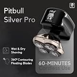 Skull Shaver Pitbull Silver Pro Head and Face Shaver Electric Men Wet Dry view 2