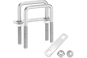 uxcell 2 Set M8 2 Inch Inner Wide Square U Bolts, 4 Inch Length 304 Stainless Steel U-Bolts with Flange Hexagon Nuts, Frame P