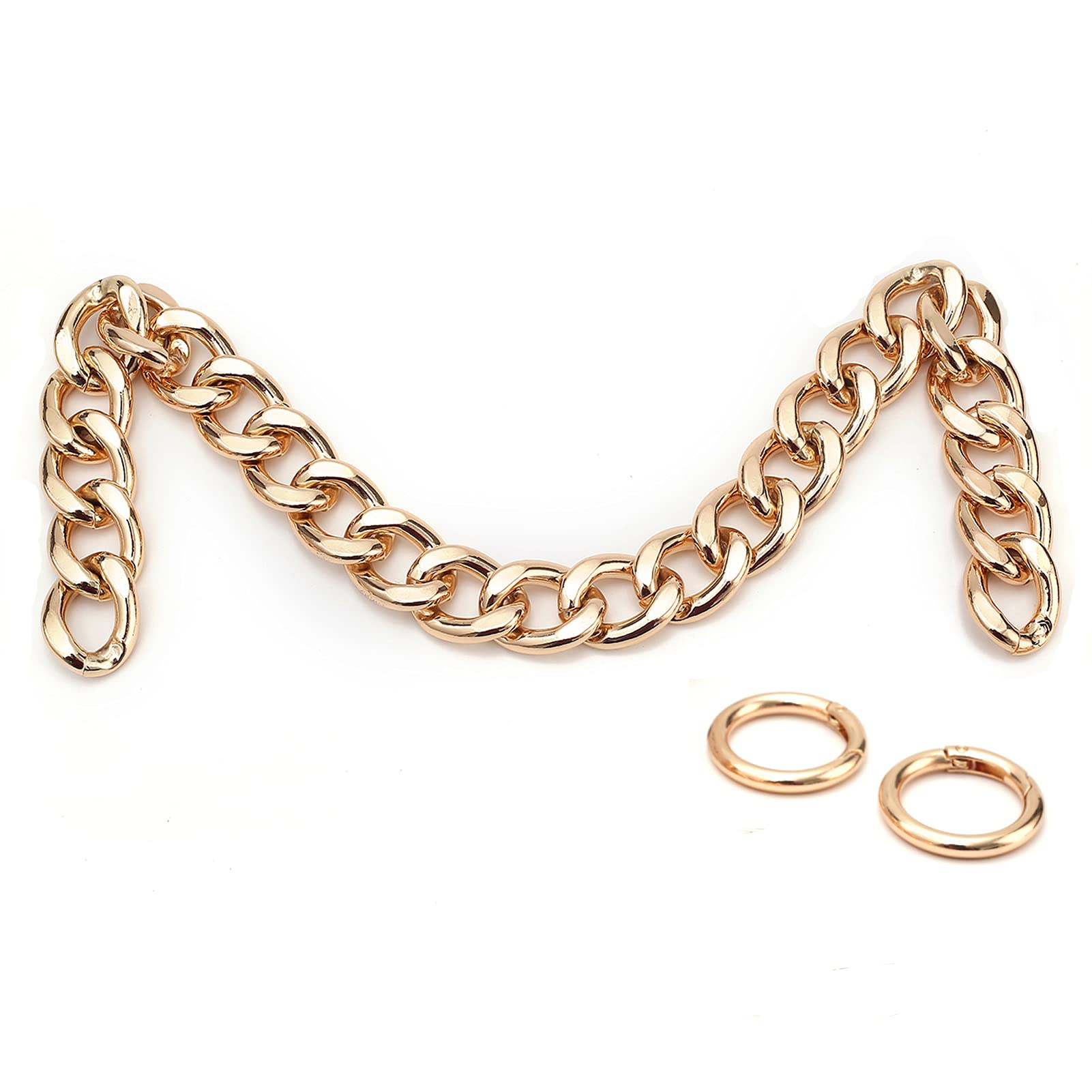 DIY Heavy Chunky Aluminum Metal Purse Handle Bag Chain Charms Strap Replacement Handbag Accessories Decoration (Shiny Gold)