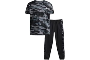 Pro Athlete Boys' Active Pants Set - 2 Piece Performance T-Shirt and Tricot Jogger Sweatpants - Sports Outfit for Boys (8-16)