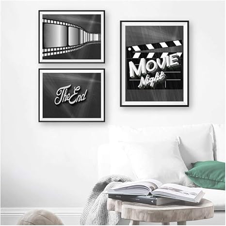 Amazon Fuxuerui 映画のポスターと版画ホームシアターの装飾映画愛好家の贈り物ポップコーンフィルムノワールシネマイラストキャンバス絵画 40x60cm50x30cmx2フレームなし アートフレーム ポスター オンライン通販