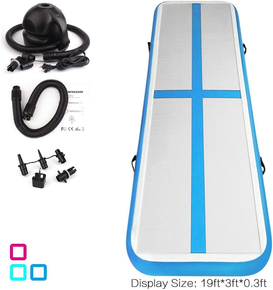 Fojusteu Airtrack Gymnastics Inflatable Gymnastics Tumbling Mat 3/4/5/6/7/8/9/10/11/12M Air Track Floor Mats Gym with 500W Electric Air Pump for Home/Picnic/Exercise/Cheerleading