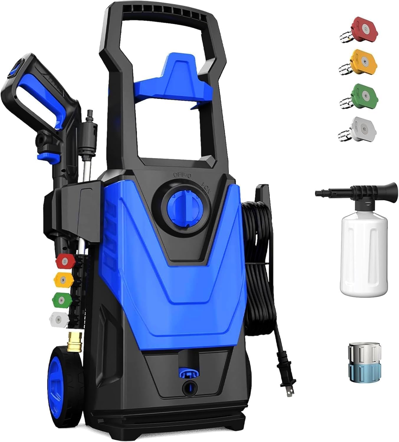 Photo 1 of Pressure Washer 4 Wheels with Anti-Tipping Technology, Soap Tank 4 Nozzles for Patios Cars Home
