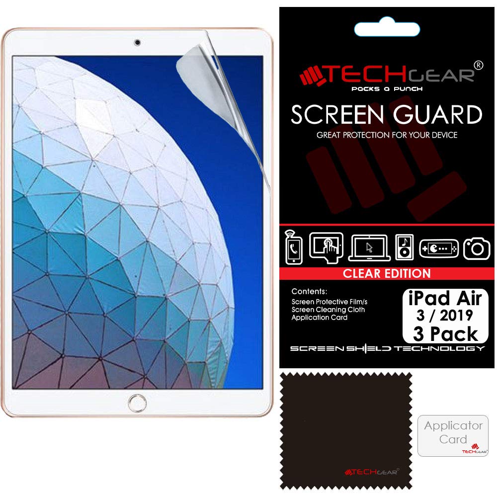 TECHGEAR [3 Pack] Screen Protector for iPad Air (2019) 10.5", CLEAR Screen Protectors Guard Covers Compatible with New 2019 Apple iPad Air 3 10.5 Inch