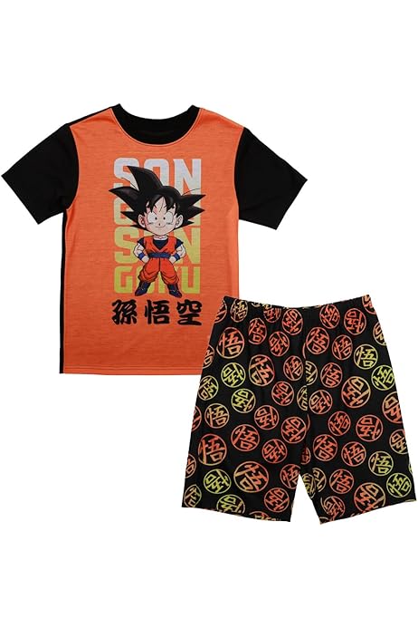 Pijamas Goku Hombre Dragon Ball Z Pijamas Niu00f1os Chicos Chicas Goku  Personaje Naranja Manga Corta Camiseta Guerrero Su00edmbolo Pantalones  Cortos