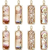 UNICRAFTALE 8Pcs Abalone Shell Charms Paua Shell Pendant Rectangle Charms Natural Pearl Pendants Pearl Loose Beads Charm for Jewelry Making Necklace Bracelet DIY