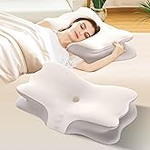 Tranqifit Cervical Neck Pillow for Sleeping, Memory Foam Pillow for Neck Pain Relief, Side Sleeper Pllows for Adults, Ergonomic Orthopedic Pillow with Cooling Pillowcase